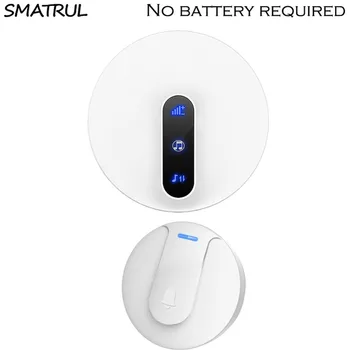

SMATRUL self powered Waterproof Wireless DoorBell 180M range no battery EU plug Door Bell ring chime 1 button 1 Receive 110 220V