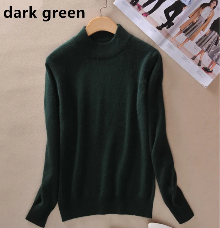 Lafarvie модный вязаный свитер из смеси на основе кашемира женские топы Осень Зима Водолазка длинный рукав пуловер женский джемпер - Цвет: dark green