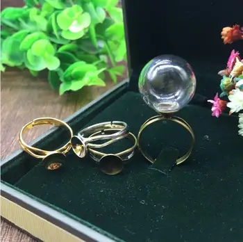 

30sets/lot 18*5mm handmad Glass Hollow Blown Globe Beads 16mm Empty Balls with silver/bronze/gold ring base set jewelry findings
