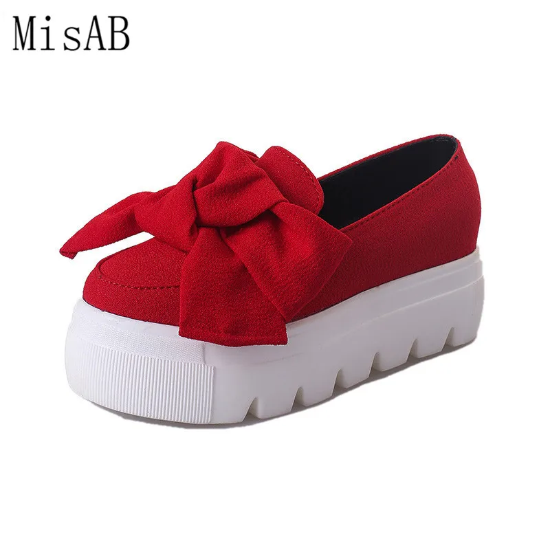 

2018 autumn NEW women shoes bowtie muffin heavy-bottomed Platformquality Women Flats fashion loafers women casual ShoesALF221