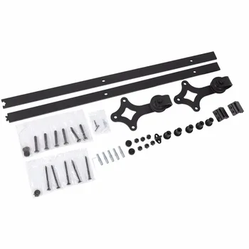 

6ft Length Loading 120Kg Wood Door Slide Rail System Hardware Set Steel Antique Track Tool for Bathroom Larger Room etc