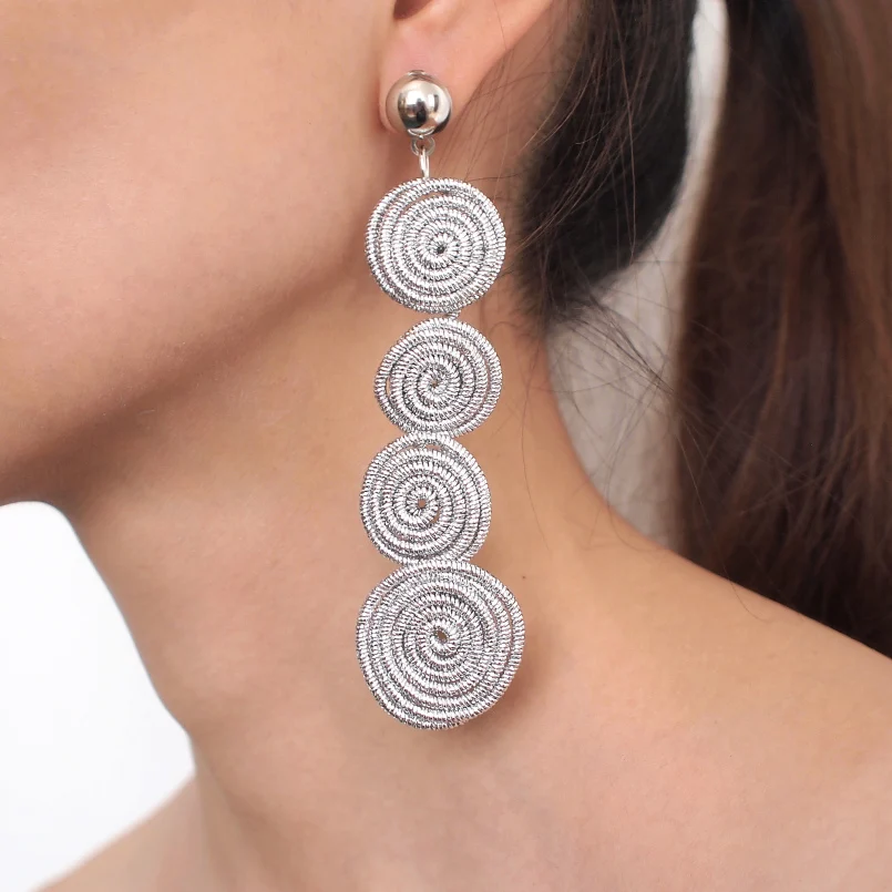 MANILAI 2018 Trendy Charm Spiral Alloy Dangle Earings Fashion Metal Statement Earrings Woman Wholesale Jewelry Gift
