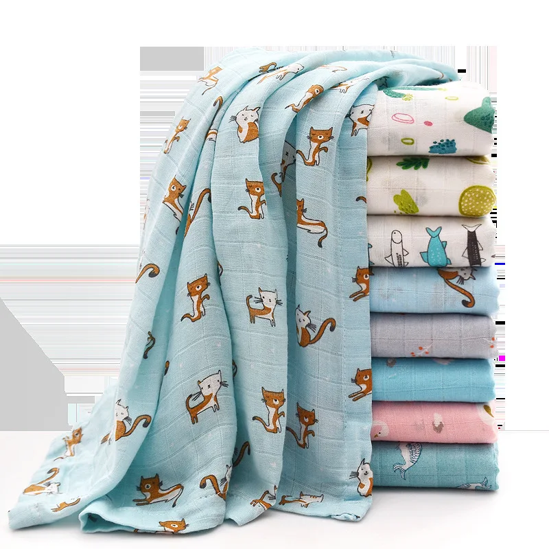 Муслиновые бамбуковые пеленки для новорожденных, муслиновые детские пеленки хлопчатобумажное одеяльце, детское хлопковое постельное