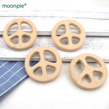 

New BEECH SMOOTH HAND POLISHED PEACE SHAPE TOY BEECH WOODEN TEETHER BABY TEETHING TOY SHOWER GIFT EA348