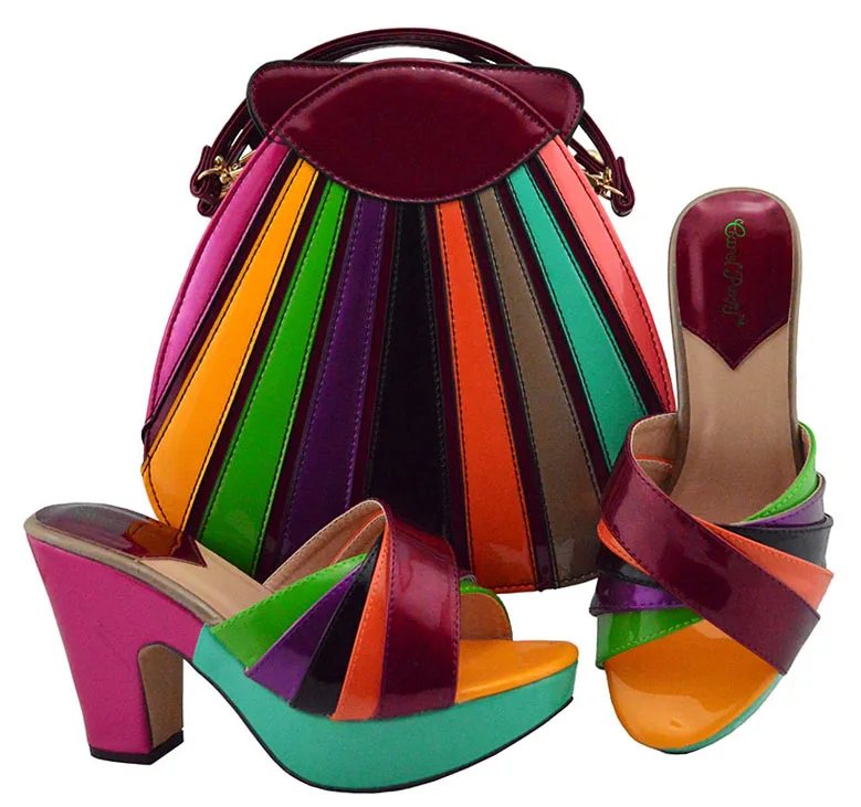 

Wine Shoes and bag matching set shoes and bag matching set for african aso ebi party colorfual african aso ebi shoe bagSB8275-10