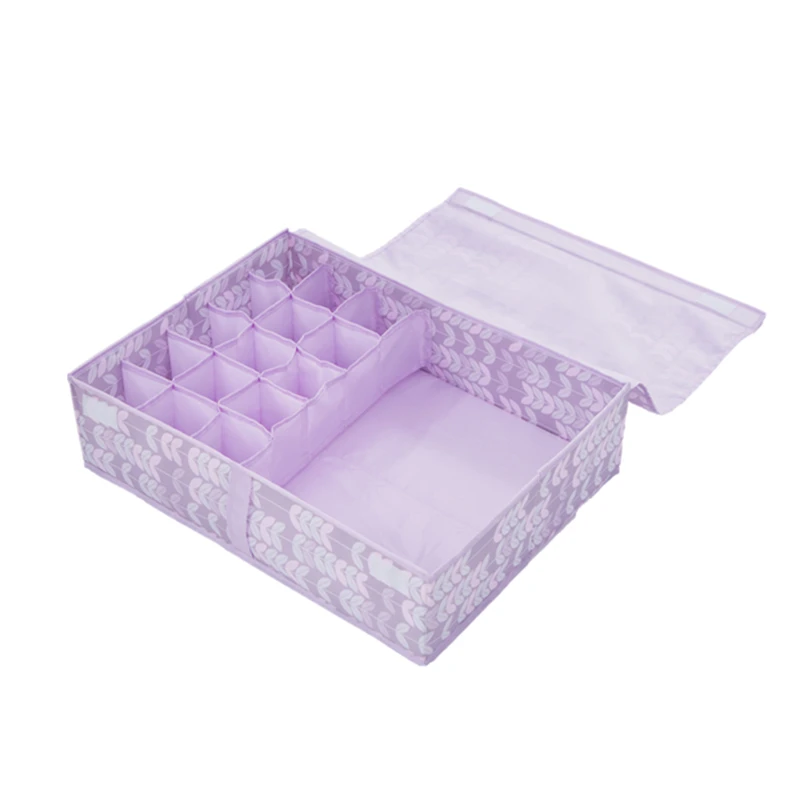 

16 Lattice Cloth Bras Underwear Storage Box With Covered Multifunction Clothing Storage Organizer Socks Container