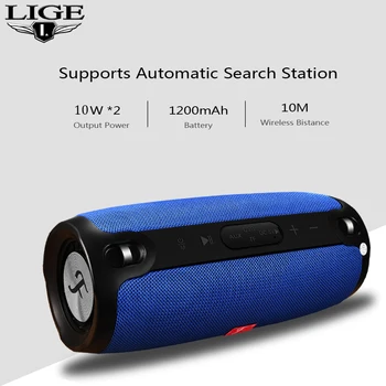 

LIGE Bluetooth Speaker Portable Bluetooth Column HD Stereo Audio Sound System Model with Mic Support Radio for Laptop PC Phone