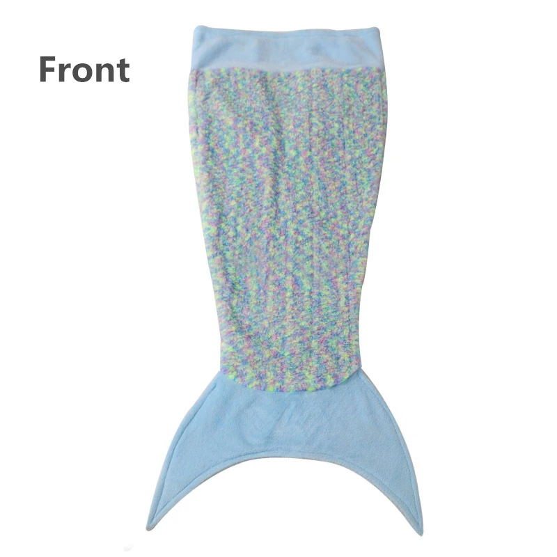 

Rainbow Mermaid Throw Blanket Handmade Tail Blanket for Kids Knitted Warm Sleeping Wrap Soft Throw Bed For sofa 138*50cm