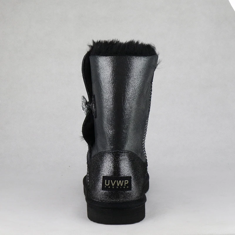 UVWP/модные зимние ботинки из натуральной овечьей кожи; зимние ботинки на натуральном меху; женские теплые ботинки из шерсти; женские ботинки