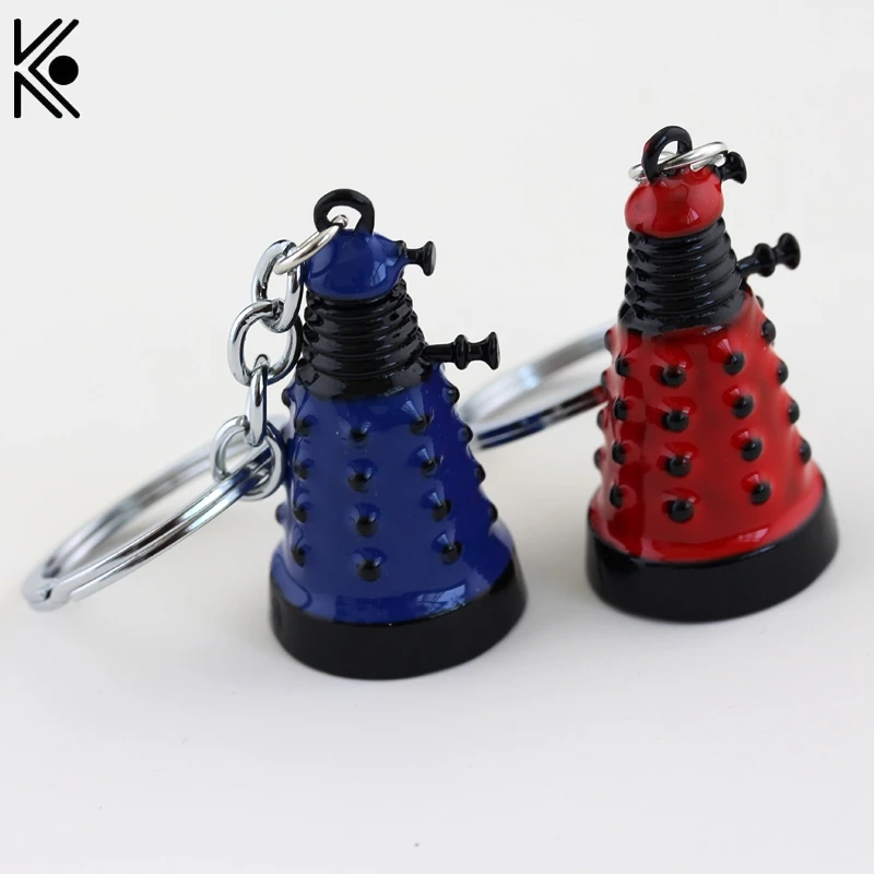 

Hot Dalek Keychain Doctor Who Alien Robot Keychain Mysterious Dr Doctor Who Keyring Accessories Blue Red Pendant Key Holder