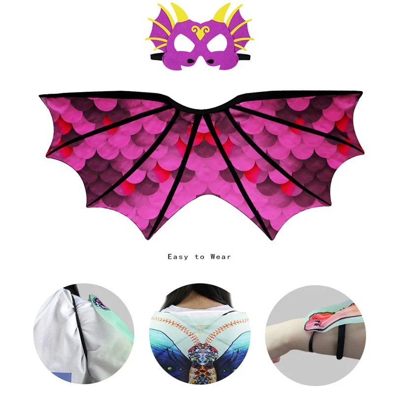 

2019 Kids monsters dinosaur pterosaur wings cloak/mask Prop Cosplay Costume Pterosaur Chiffon Christmas Party Halloween Costume