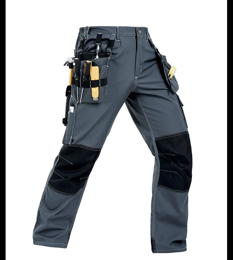 Bauskydd механические брюки, брюки с несколькими карманами, брюки карго, серые рабочие брюки, мужские с наколенниками, карпентеры, брюки