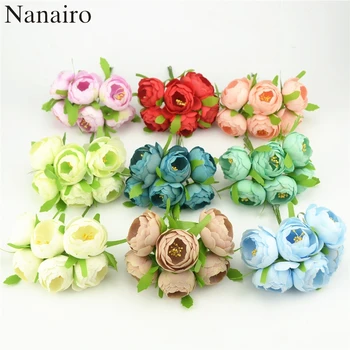 

30pcs Silk Mini Tea Bud Artificial peony Flowers Bouquet For Wedding Party Decoration Wreath Plants DIY Wreath Gift Craft Flores