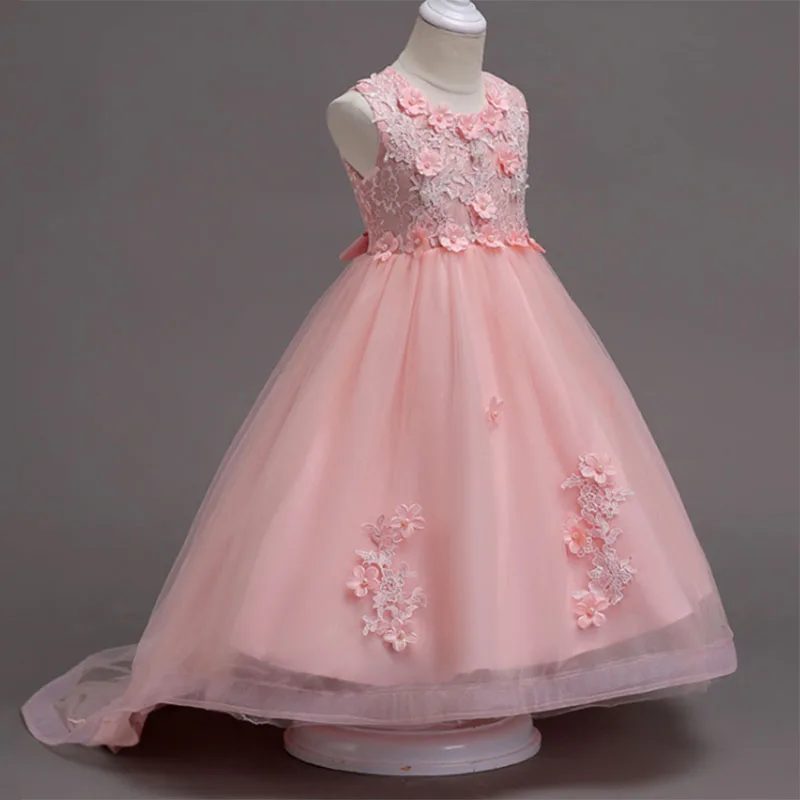 Детское свадебное платье подружки невесты с цветочным узором для девочек; Элегантное Длинное платье; вечерние платья принцессы для девочек; детская одежда; vestidos