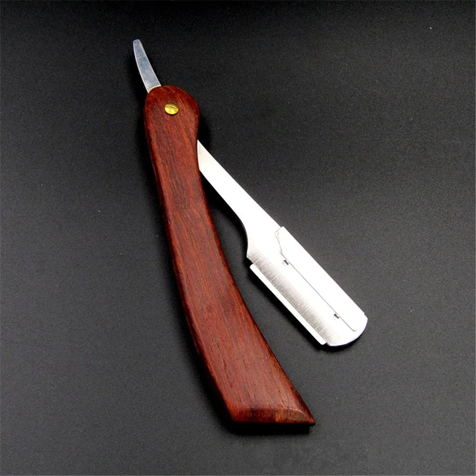 

Rosewood Handle Straight Edge Barber Razor Folding Shaving Knife with 10 Blades Knives Folding Blade Folding Knife Shaving
