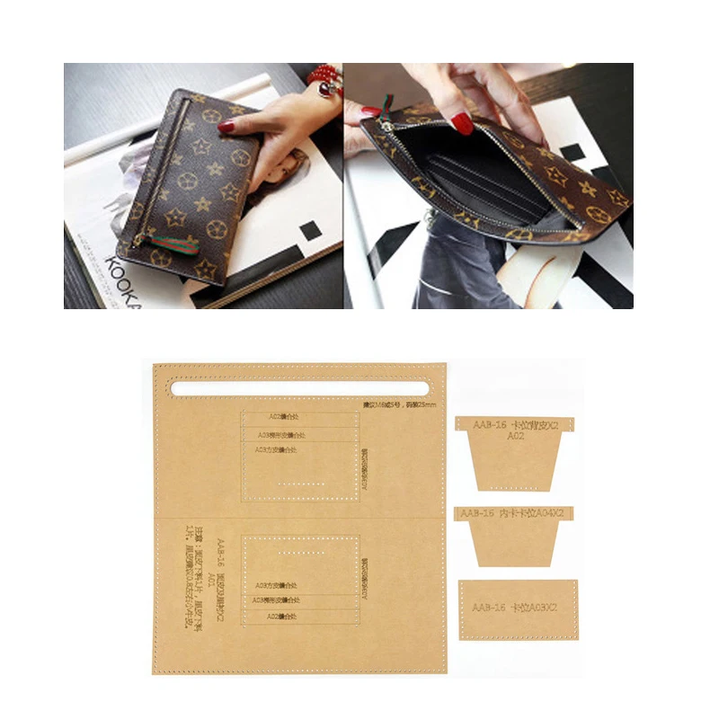 

1set DIY Leather Handmade Craft women handbag wallet Purse Sewing Pattern Hard Kraft paper Stencil Template 125X240X20