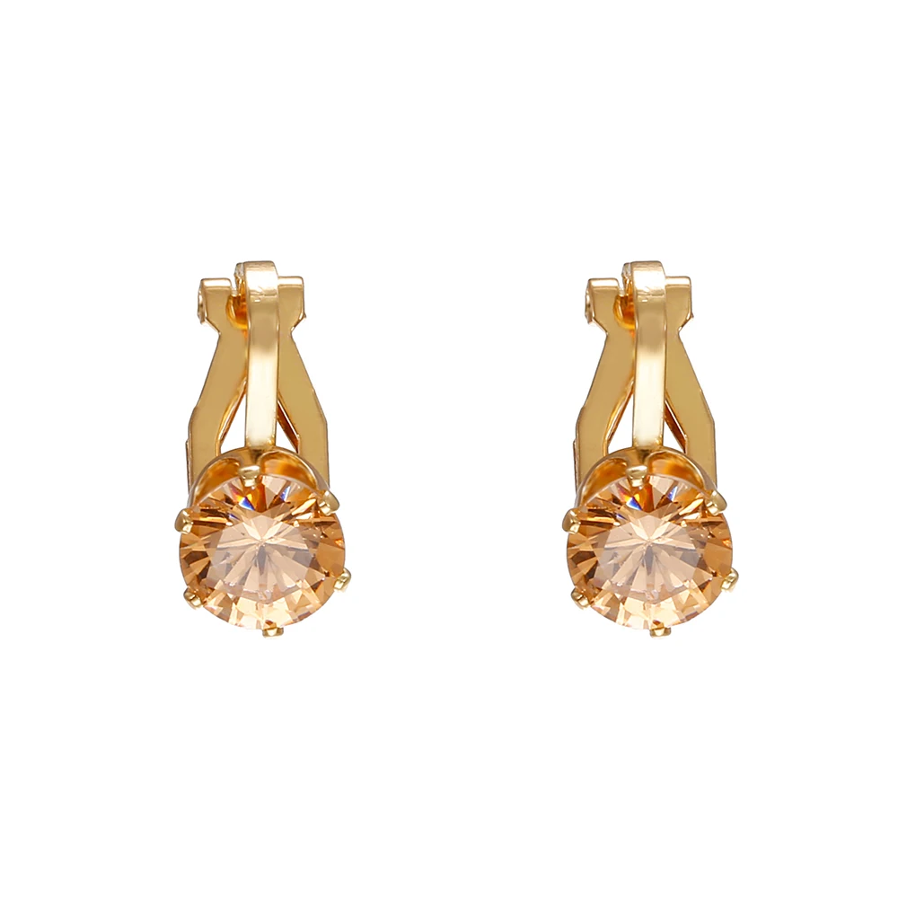 Ear Clip Earrings Clip Earrings Ear Clip Ear Accessories JIOFREE Round Cubic Zirconia Clip Earrings for women Fashion 3 color Crystal Jewelry Earrings Female Wedding Party Gift