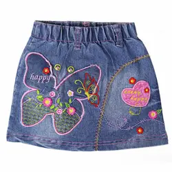 Детские Юбки Детские Бабочка Цветочный узор сердце вышивка, джинсовая мини-юбка малыш MH5350