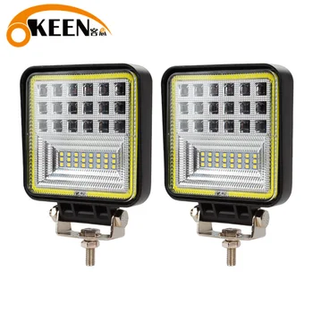 

OKEEN Offroad LED 4.4in 126W LED Work Light Bar Spot Flood Combo beams For Tractor Car Truck SUV Running Lamp Adjust 3000K 6000K