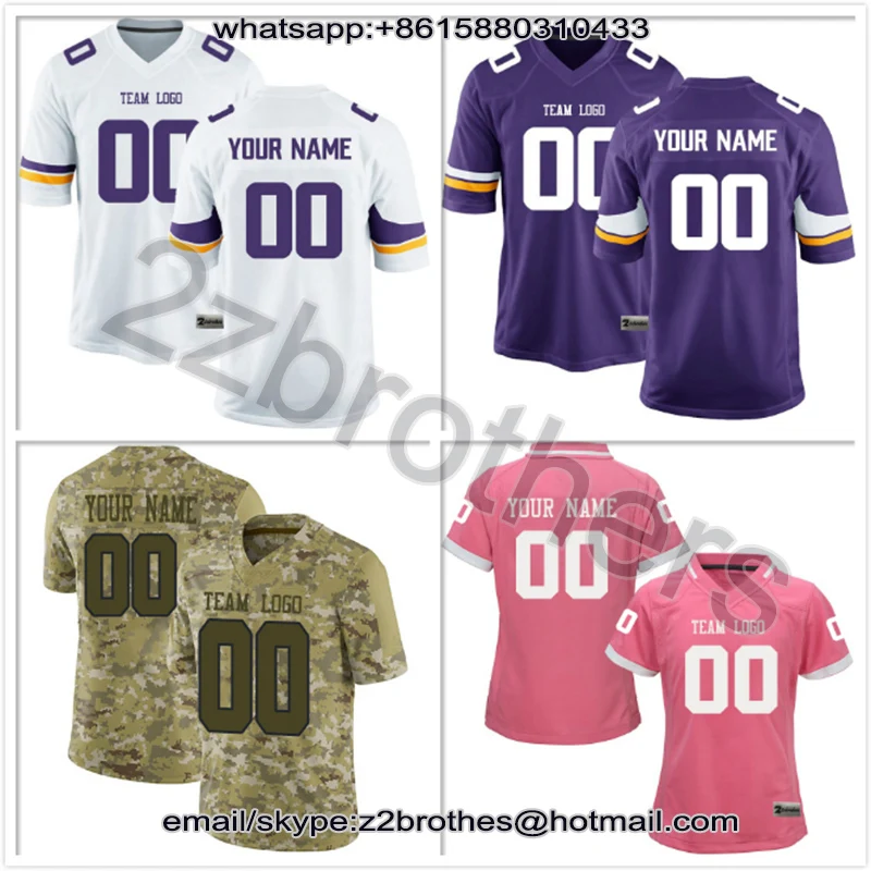 

Factory Wholesale Custom American Football Game Jerseys Design Logo Stitch Embroidered Your Team T-Shirt Minnesota Men Women Kid