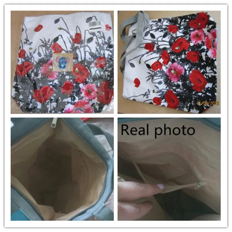  Women Canvas Tote Vintage Flowers Print Beach Bags For Female Grape Design Shopping Handbags Girls  - 32845984809