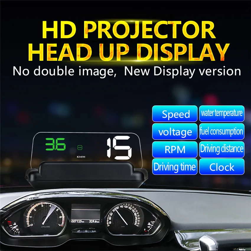 GEYIREN C500 OBD2 HUD автоматический дисплей с зеркалом ELM327 автомобильный скоростной проектор измеритель скорости автомобильный детектор KMH MPH RPM топливо 40