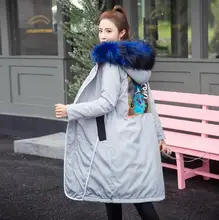 2017 new Winter Women Down Cotton Overcoat Thick Warm Fur collar Hooded Coat Elegant Slim Jacket Female s1325