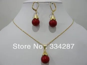 

5 colors for choose 12mm shell pearl pendant Necklace earring set