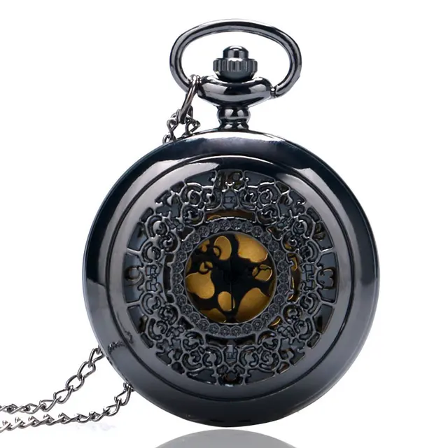 Black Vintage Quartz Fob Pocket Watch Half Hunter Steampunk Antique Men Women Re Black Vintage Quartz Fob Pocket Watch Half Hunter Steampunk Antique Men Women Re
