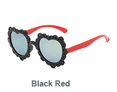 Лаура Фея Мода цветок сердце форма дизайн солнцезащитные очки UV400 защиты дети мальчики девочки солнцезащитные очки oculos infantil - Цвет линз: black red