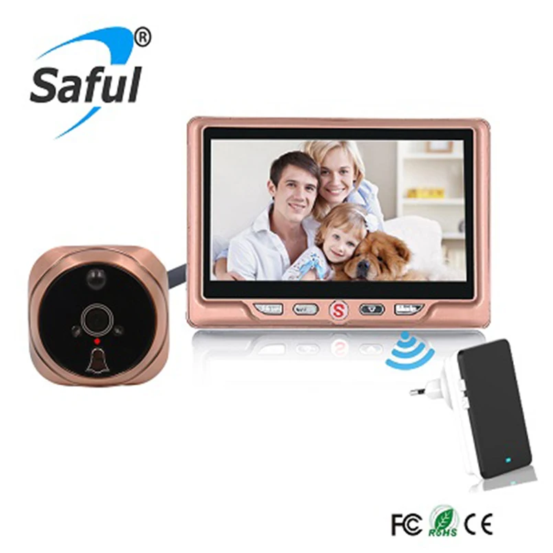 

Saful 4.3"LCD screen Door Peephole Viewer Digital Viewfinder Video Call peeps View of the door Intercom Doorbel with Camera