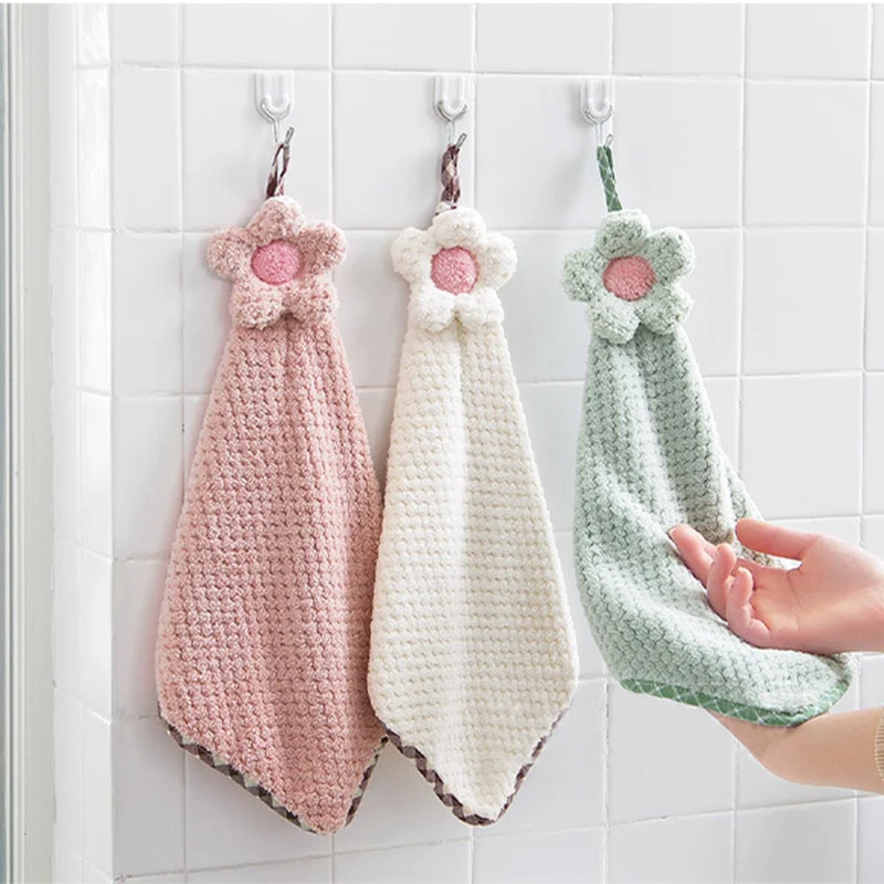 

1 Piece Household Kitchen Towel Sun Flower Hanging Towel Cute Cartoon Children's Manual Microfiber Towel Strong Water Absorption