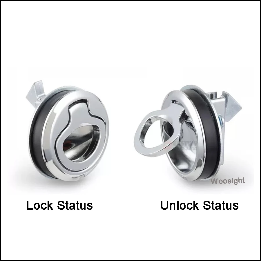 Marine Round Slam Hatch Latch Flush Pull Latch Zinc Alloy Chrome Finished Lift Handle Deck For RV Marine Boat Hardware (3)