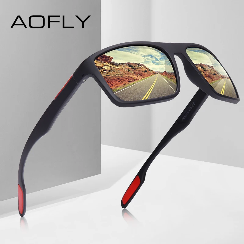 AOFLY DESIGN Ultralight TR90 Polarized Sunglasses Men Driver Shades Male Vintage Sun Glasses For Men Spuare Eyewear Gafas De Sol