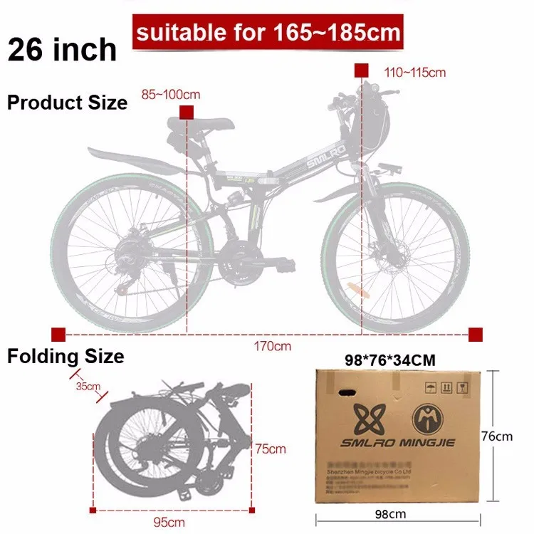 Excellent V 350 W / 500 W / 8 / 12.5ah Lithium Battery Of The Electric Bicycle, Folding Electric Bike Mtb Mountain Bike Bicycle (type E) 21