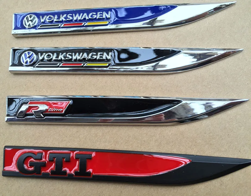 2pcs Side Wing Badge Emblem Fender R GTI Sticker For VW Golf 7 MK7 Golf