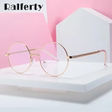 Ralferty винтажные круглые очки Женская металлическая под золото оптические очки круглой формы оправа прозрачные очки оправа с линзами при миопии D18101