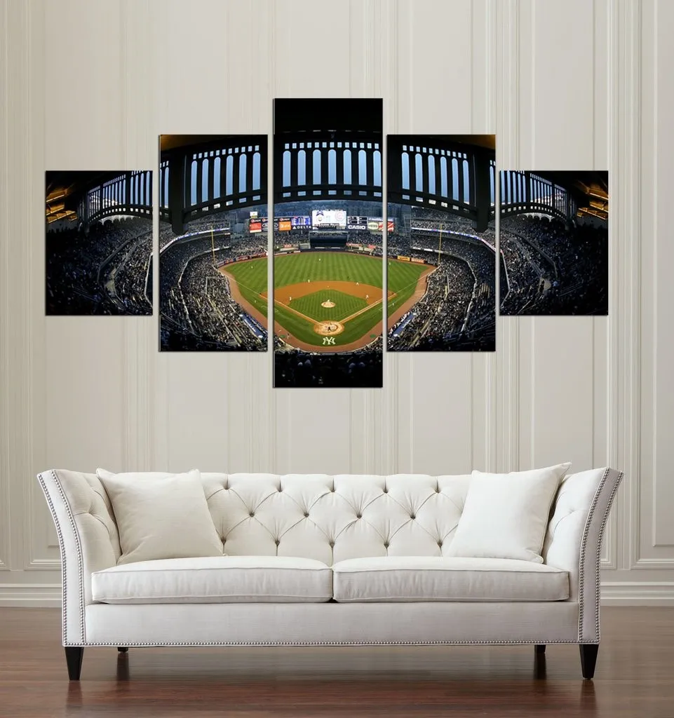 New York Baseball Stadium Canvas Painting Wall Art 5 Pieces Prints Home