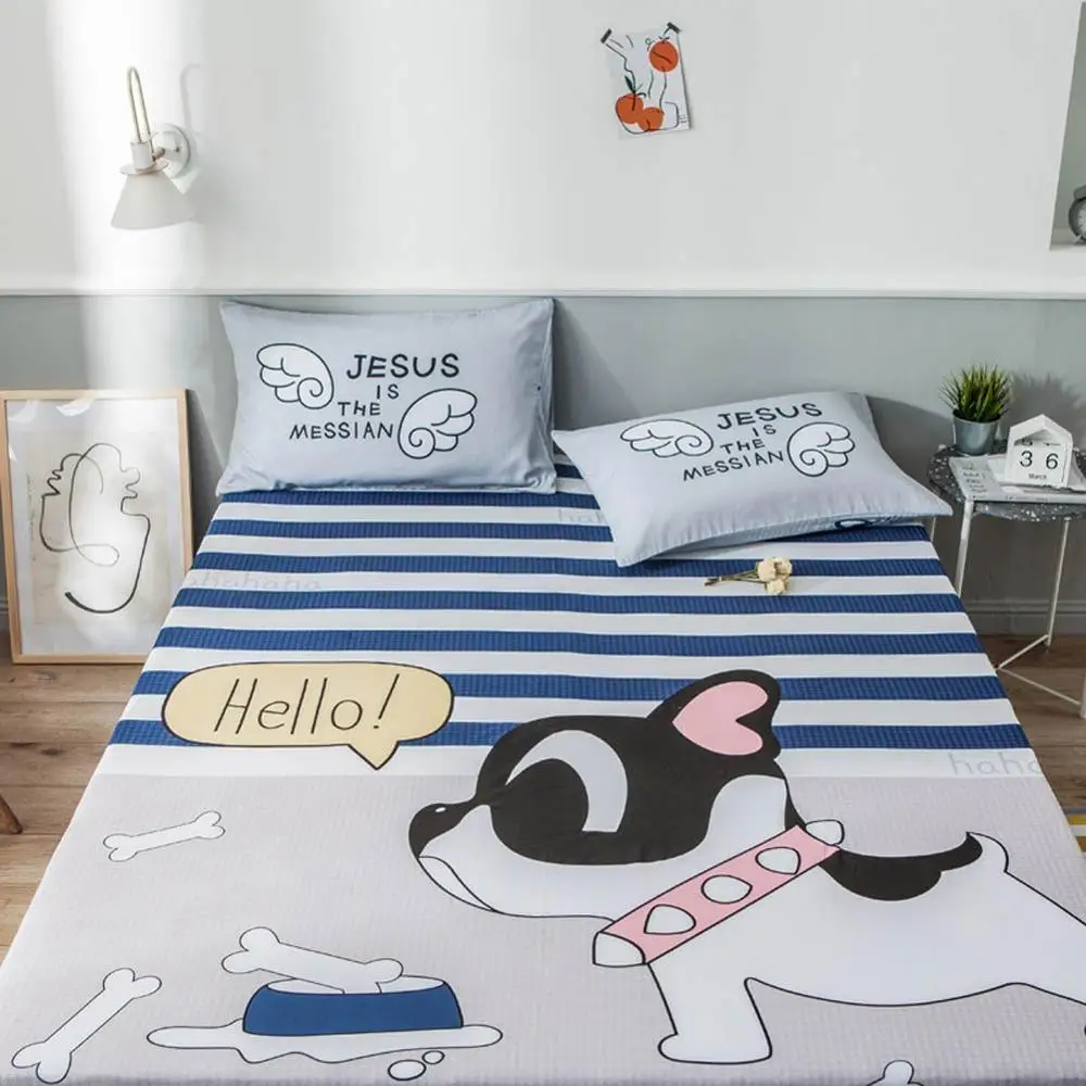 2019 بلدغ الكرتون رمادي شرشف الفراش وسادة فراش مع شريط مرن القطن Fabric120x200cm/150x200 سنتيمتر/180x200 سنتيمتر