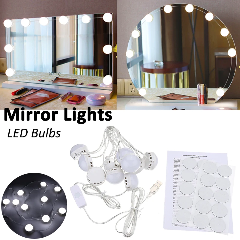 

NEW DIY Decoration Lighting Lamp White 8Pcs Vanity LED Bubble Ball Bulb Makeup Mirror Lights Dressing USB Powered Modern