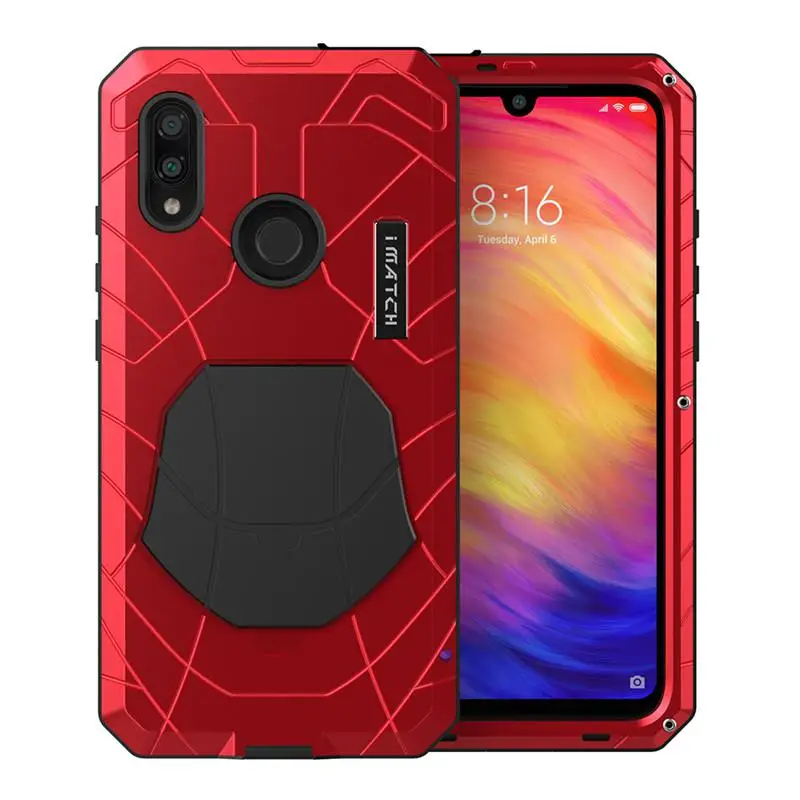 Для Xiaomi mi Red mi K20 чехол для телефона жесткий алюминиевый металлический закаленное стекло Защита экрана сверхпрочный чехол для Red mi Note 7 8 Pro - Цвет: Красный