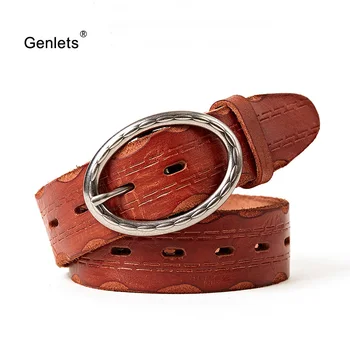 

genuine leather belt men brown color pin buckle belts for men fashion designer jean's cowhide leather cinto 130 cm
