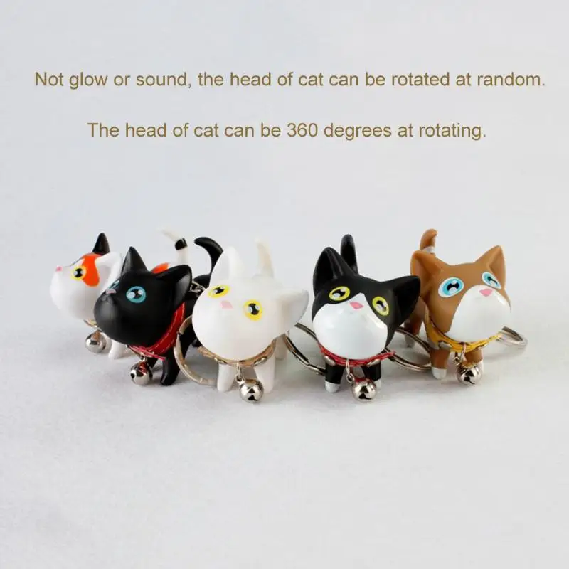 

Cute Cartoon Cat Key Chains Shake Head Bell Cat Key Rings Car Phone Wallet Bag Pendant Couple Lover Unisex Keychains Accessories