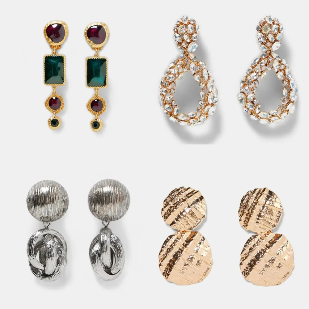 Dvacaman ZA Design Round Crystal Drop Earrings Women Gold Color Maxi Statement Earrings Wedding Party Jewelry Christmas Bijoux