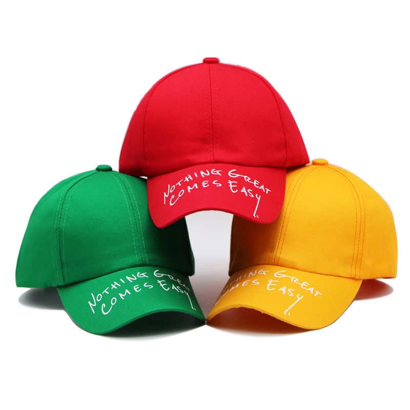 

Spring And Summer New Bright Color Letter Baseball Cap Nothing Great Comes Easy Cap Women's Cap Cotton Visor Cap For Men