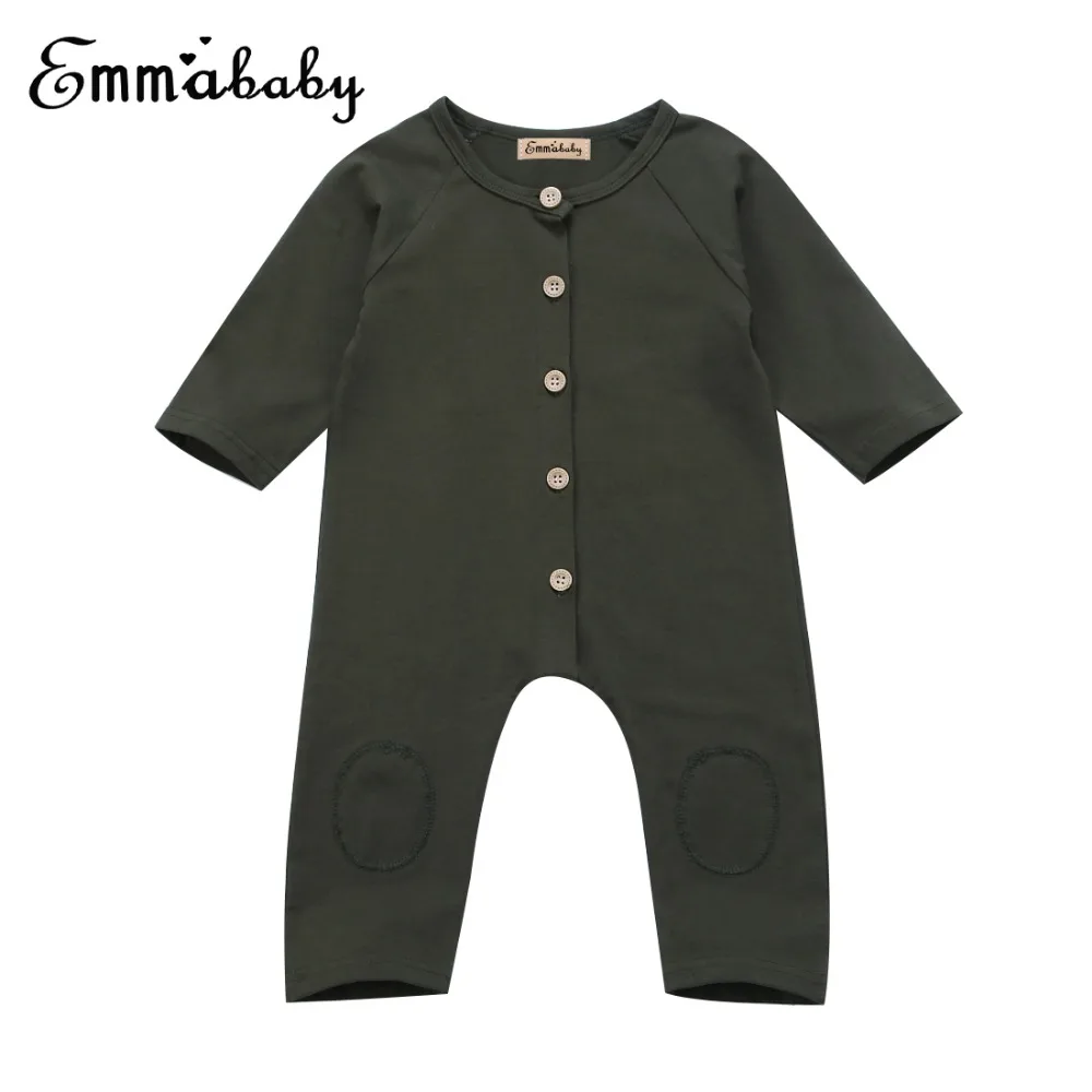 Casual Cotton Newborn Kids Baby Boys Long Sleeve Jumpsuit Playsuit
