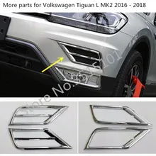 Copertura auto ABS Chrome anteriore della lampada testa della Luce di nebbia Trim telaio bastone 2 pcs Per Volkswagen VW Tiguan L TiguanL MK2 2016 2017 2018
