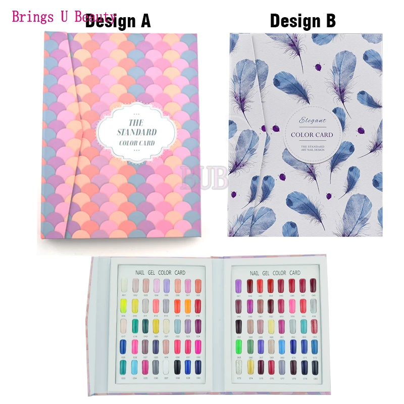 

80 Colors Professional Fan-shaped/Feather Pattern Nail Gel Polish Display Book Chart + 120 False Tips for this Book for Salon