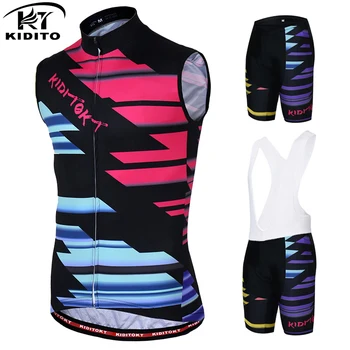 

KIDITOKT Pro Sleeveless Cycling Jersey Sets Summer Anti-UV MTB Bike Clothing Racing Road Bicycle Cycling Clothes For Men