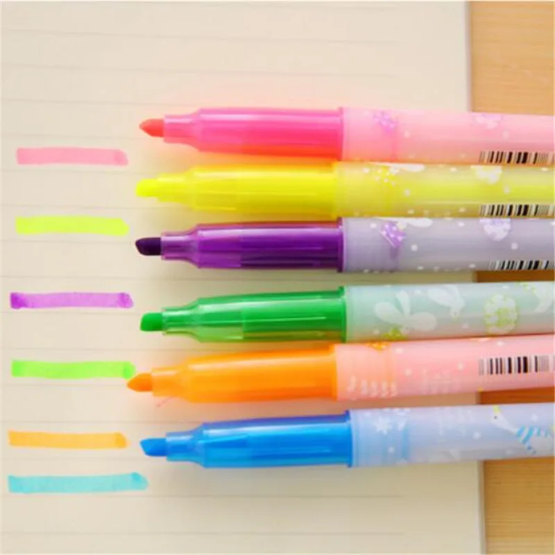 6 Pcs/lot Cute Scented Highlighter Candy Color Chalk Marker Material Escolar Colorful Pen School Stationery Set | Канцтовары для